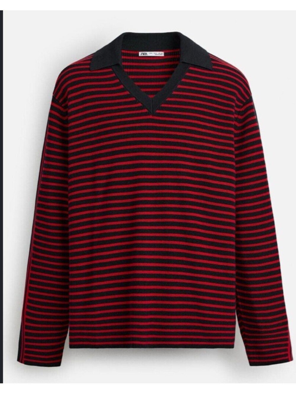 ZARA mens black red stripe pullover sweater sz M